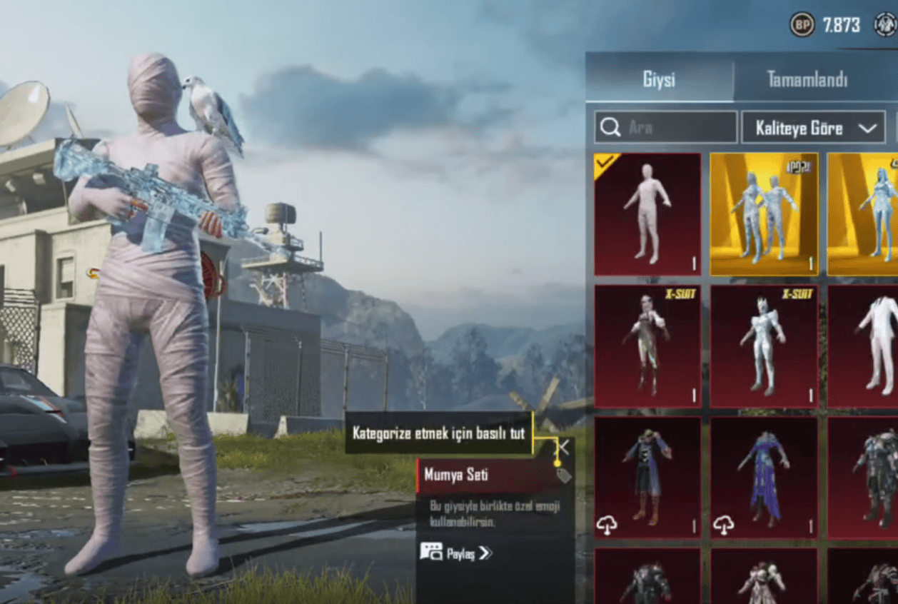 MAVİ MUMYA + BEYAZ MUMYA + 2 X-SUİT + 43 DESTANSI PUBG MOBİLE HESABI